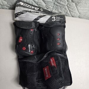 Ozone Protective 3-Piece Skate Pad Set - Black & Red